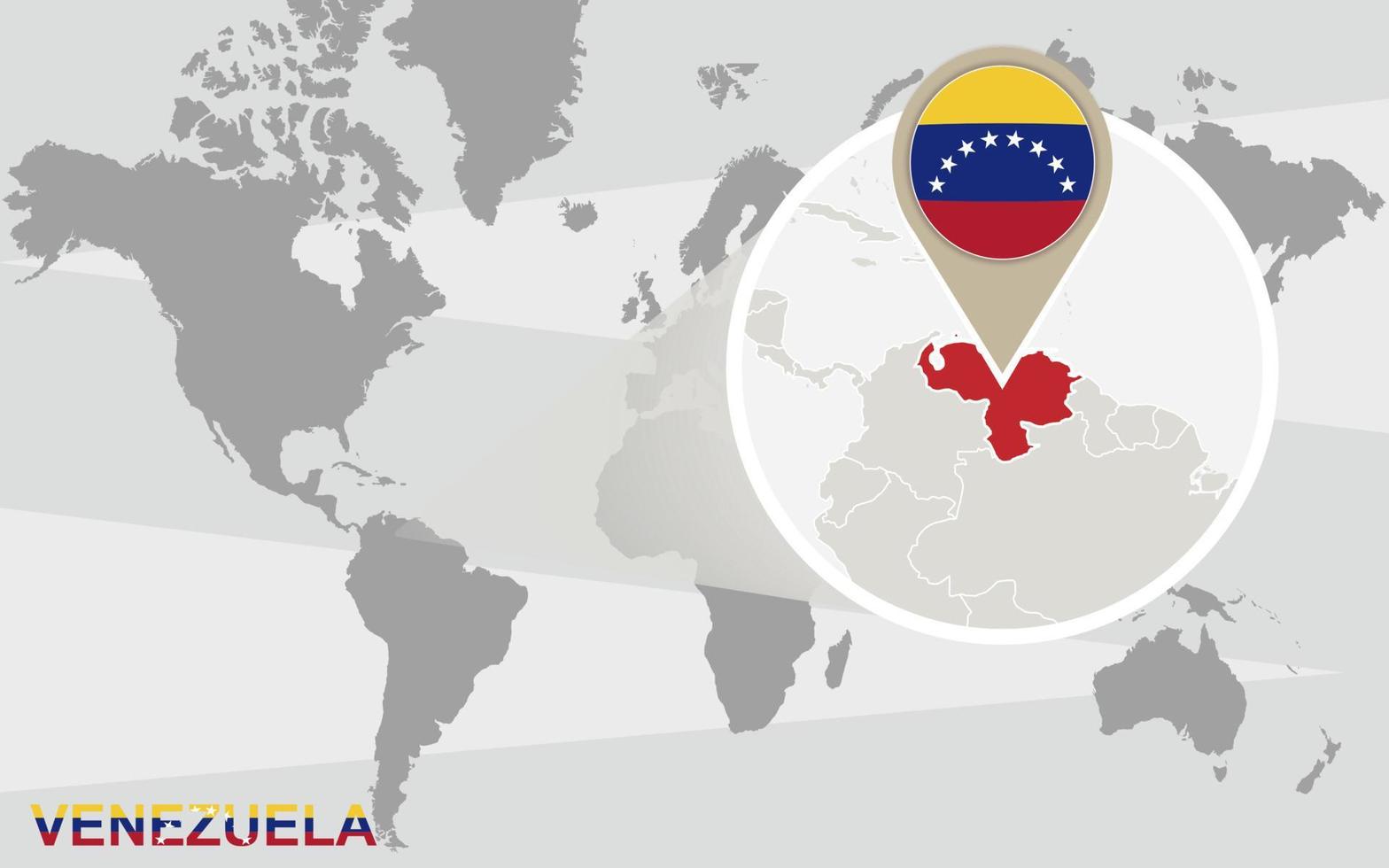 mappa del mondo con venezuela ingrandita vettore