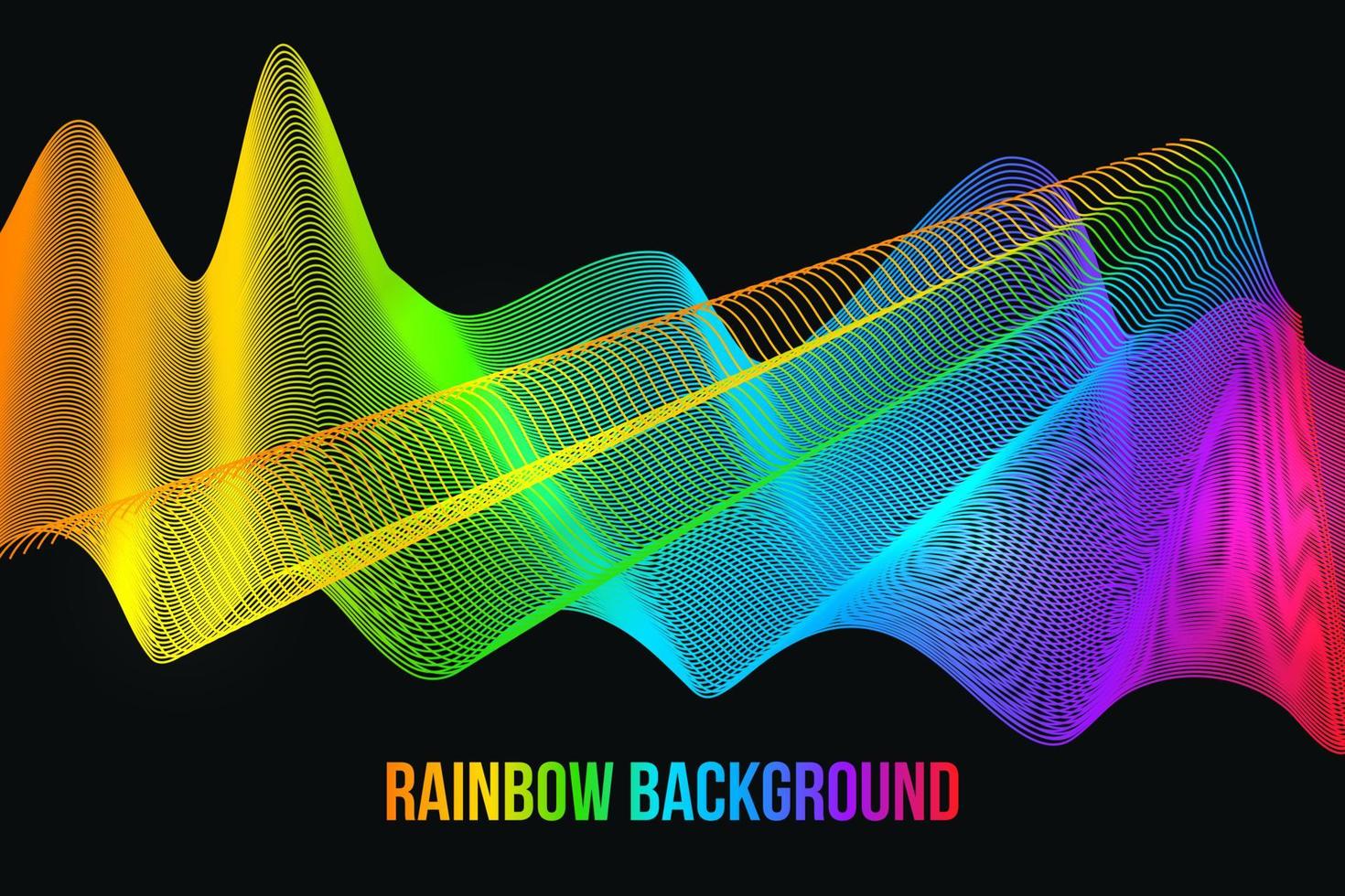 linee ondulate luminose colorate su uno sfondo scuro. sfondo astratto onda arcobaleno. modello di progettazione facile da modificare per le tue opere. vettore