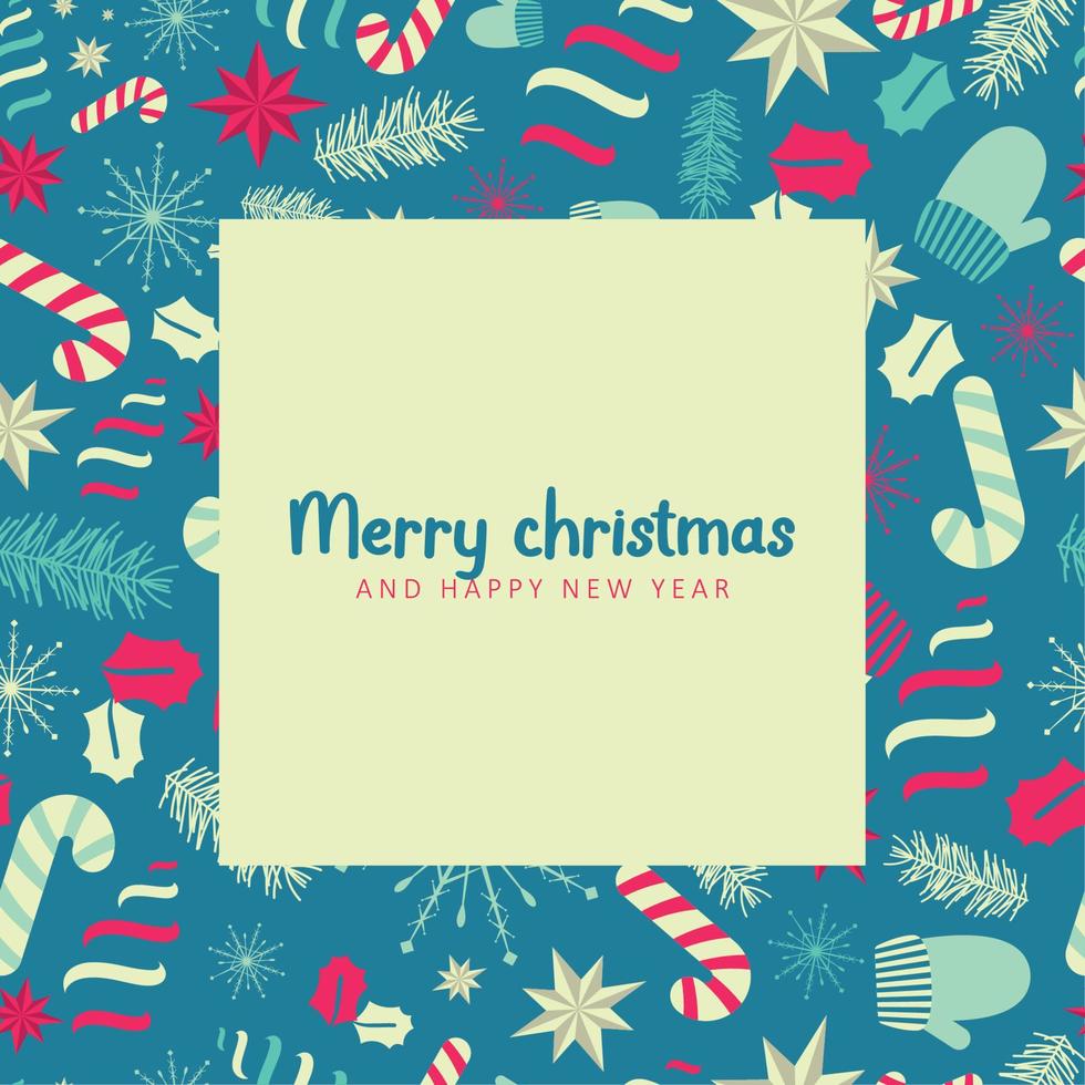modello di carta regalo di Natale colorato con ornamenti di Natale vettore