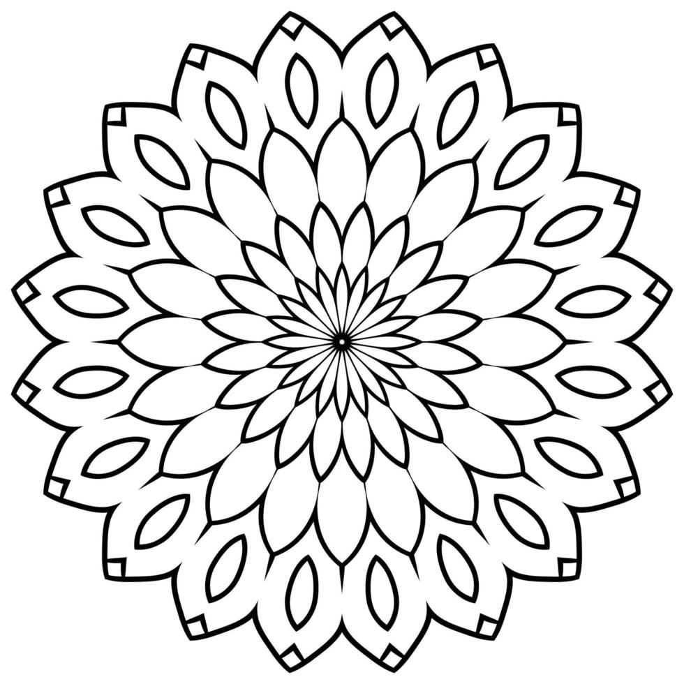 contorno mandala. fiore ornamentale rotondo doodle isolato su sfondo bianco. elemento cerchio geometrico. vettore