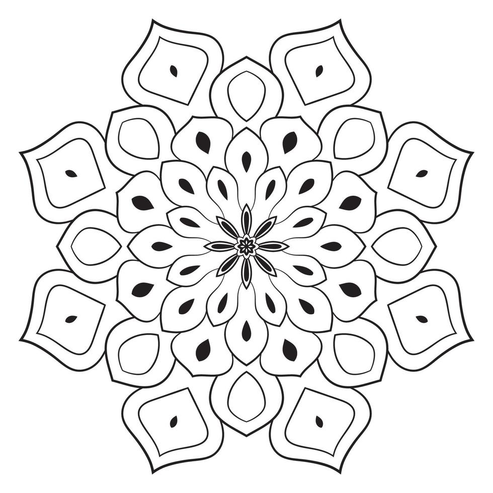 carino mandala. fiore ornamentale di doodle rotondo isolato su priorità bassa bianca. ornamento decorativo geometrico in stile etnico orientale. vettore