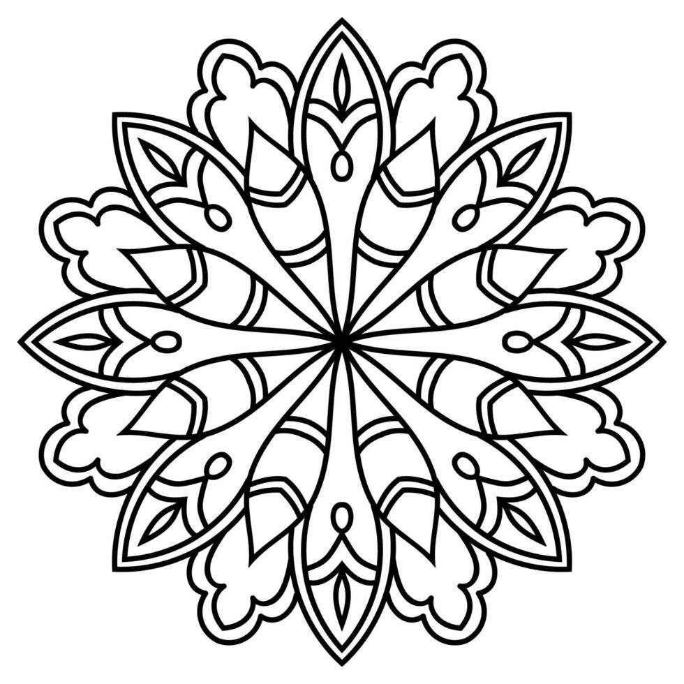 contorno mandala. fiore ornamentale rotondo doodle isolato su sfondo bianco. elemento cerchio geometrico. vettore