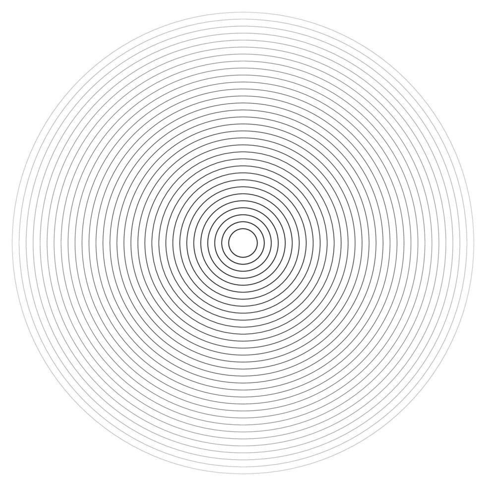 cerchi lineari concentrici, elemento rotondo neutro. elemento di contorno mezzitoni isolato su sfondo bianco. vettore