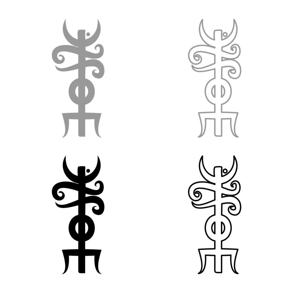 nome odin runa runa nascondere il nome di odin galdrastav set di icone grigio nero colore illustrazione contorno stile piatto semplice immagine vettore