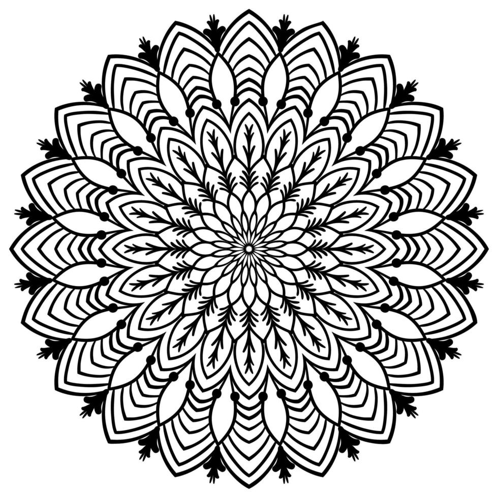 contorno mandala. fiore ornamentale rotondo doodle isolato su sfondo bianco. elemento cerchio geometrico. vettore