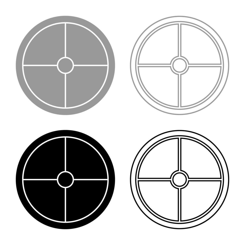set di icone dello scudo vichingo grigio nero colore illustrazione contorno stile piatto semplice immagine vettore