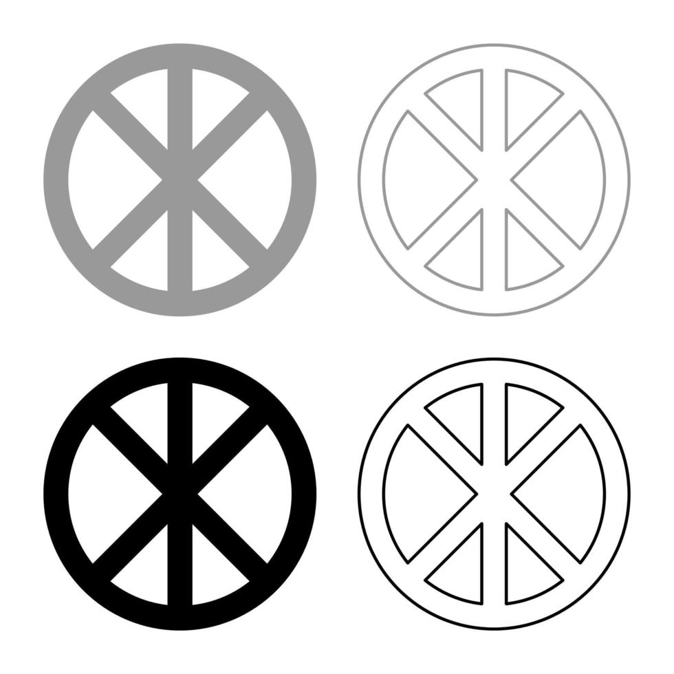 croce tonda cerchio sul pane concetto parti corpo cristo segno infinito nell'icona religiosa set nero grigio colore vettore illustrazione stile piatto immagine