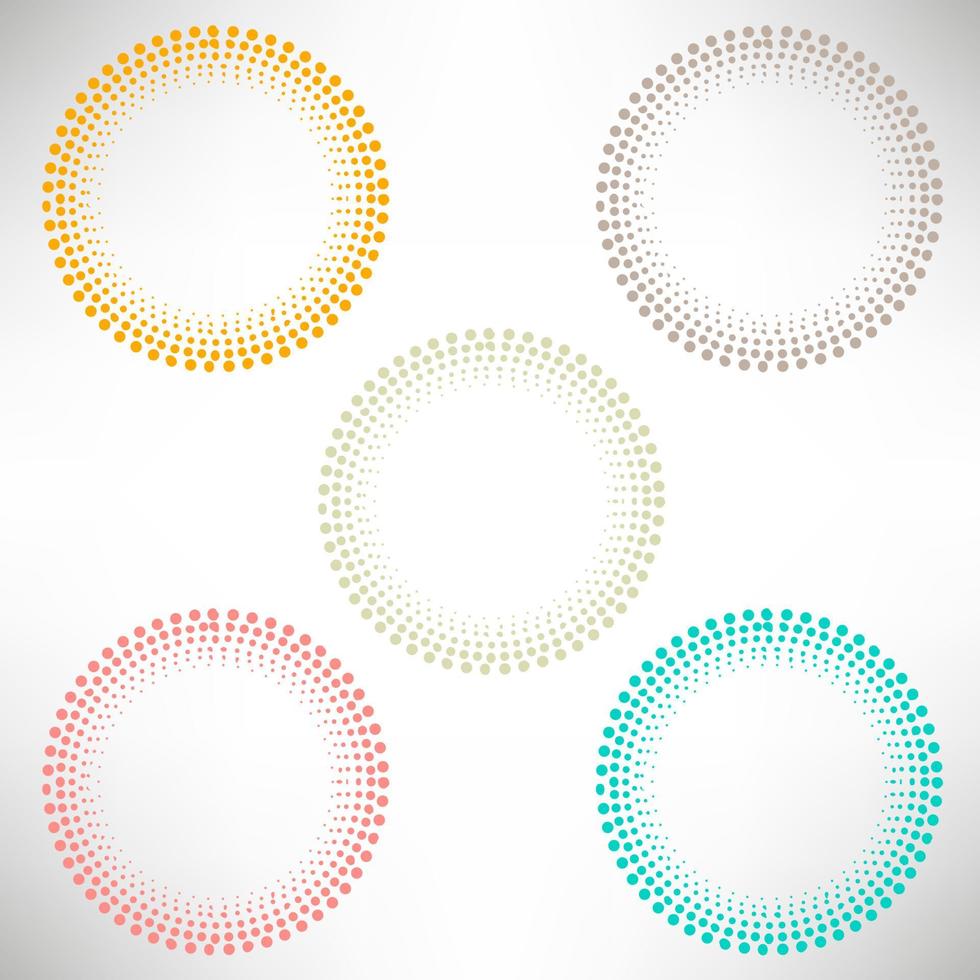 cornice geometrica rotonda a mezzitoni. insieme di elementi di design di diversi colori. vettore