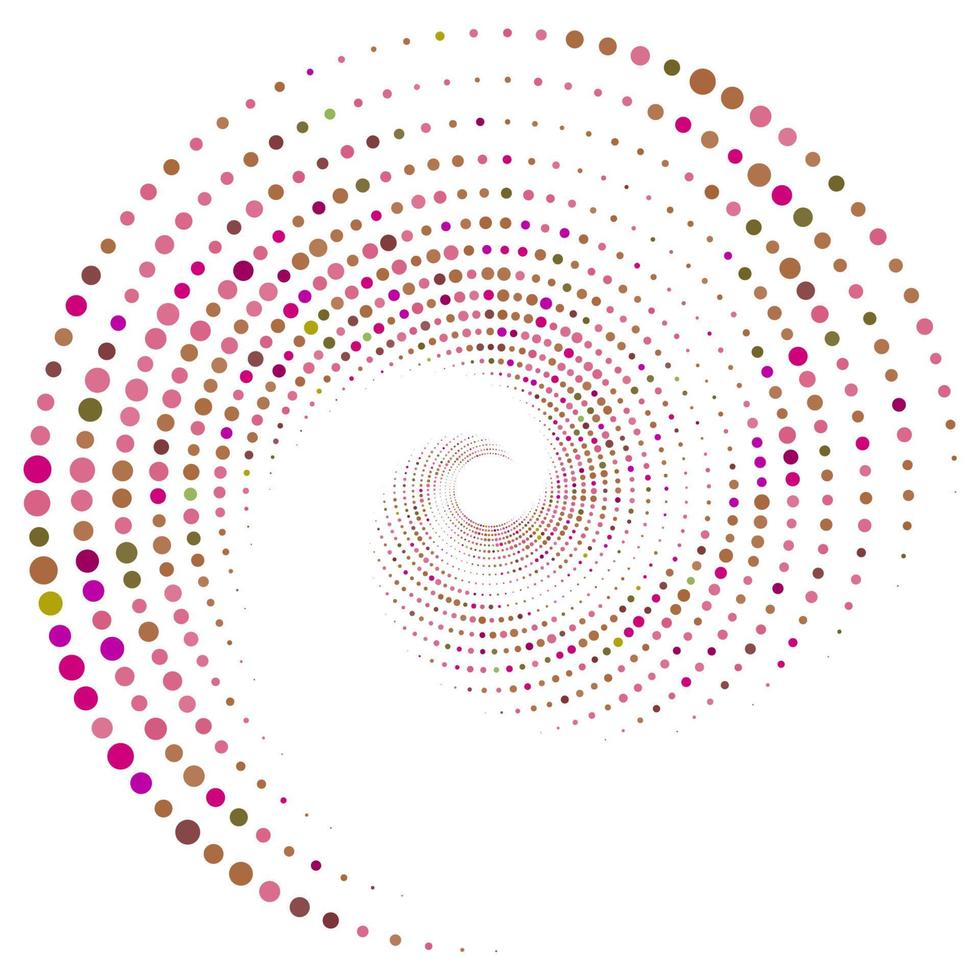 punteggiato, punti, macchioline astratto cerchio concentrico. spirale, vortice, elemento vortice. linee circolari e radiali voluta, elica. cerchio segmentato con rotazione. linee ad arco radiante. cocleare, vortice vettore