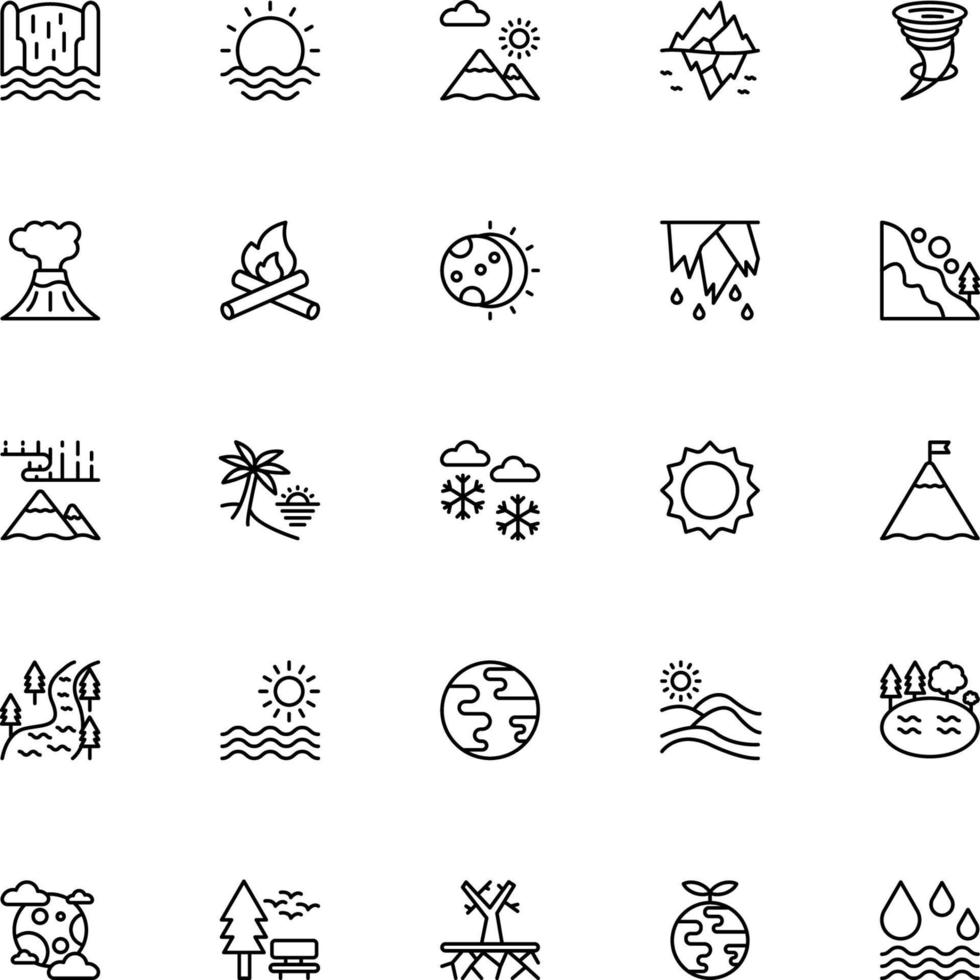 icone della natura in stile linea per qualsiasi scopo. perfetto per la presentazione di app mobili per siti Web vettore
