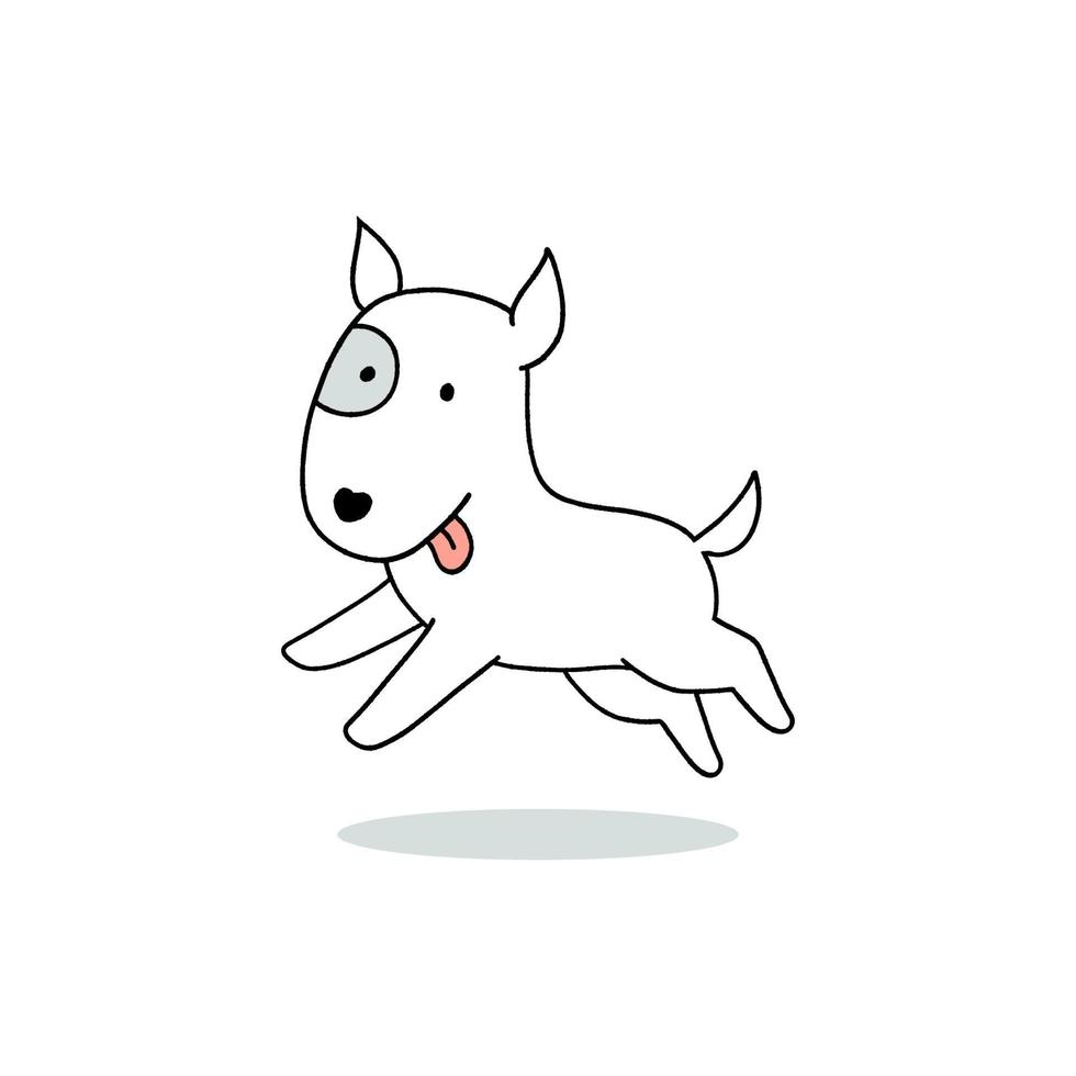 simpatico cartone animato di un cane bull terrier. illustrazione vettoriale disegnata a mano.