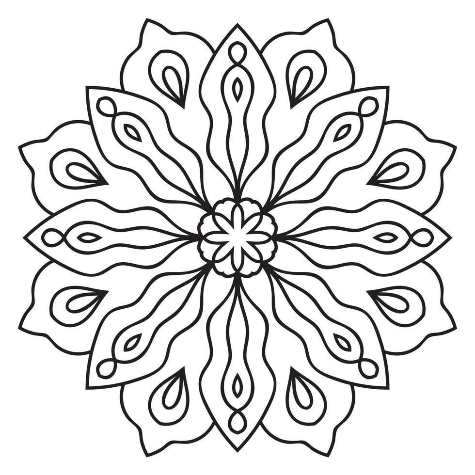 carino mandala. fiore ornamentale di doodle rotondo isolato su priorità bassa bianca. ornamento decorativo geometrico in stile etnico orientale. vettore