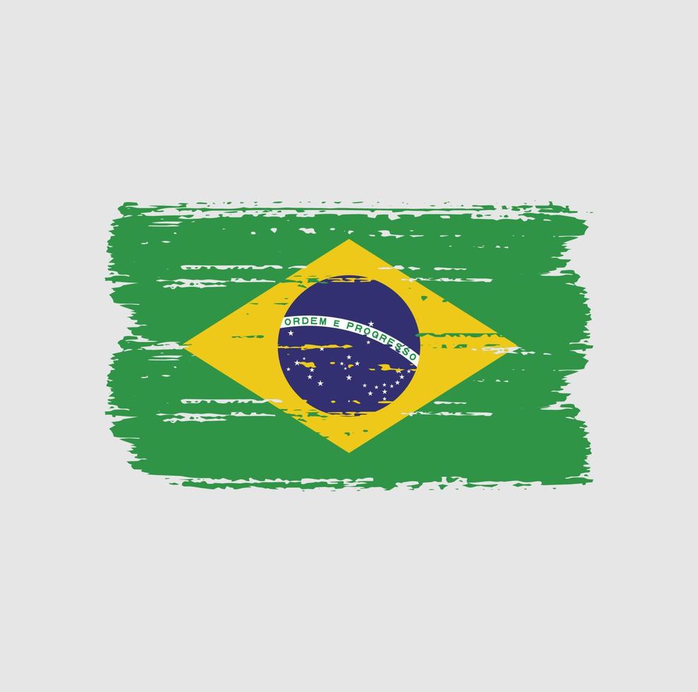 bandiera del brasile con stile pennello vettore
