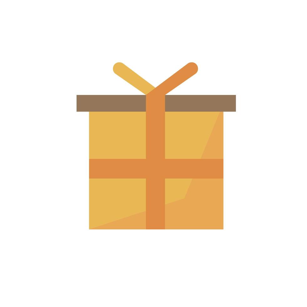 scatola regalo o confezione di carta regalo icona vettore piatto cartone animato isolato su bianco