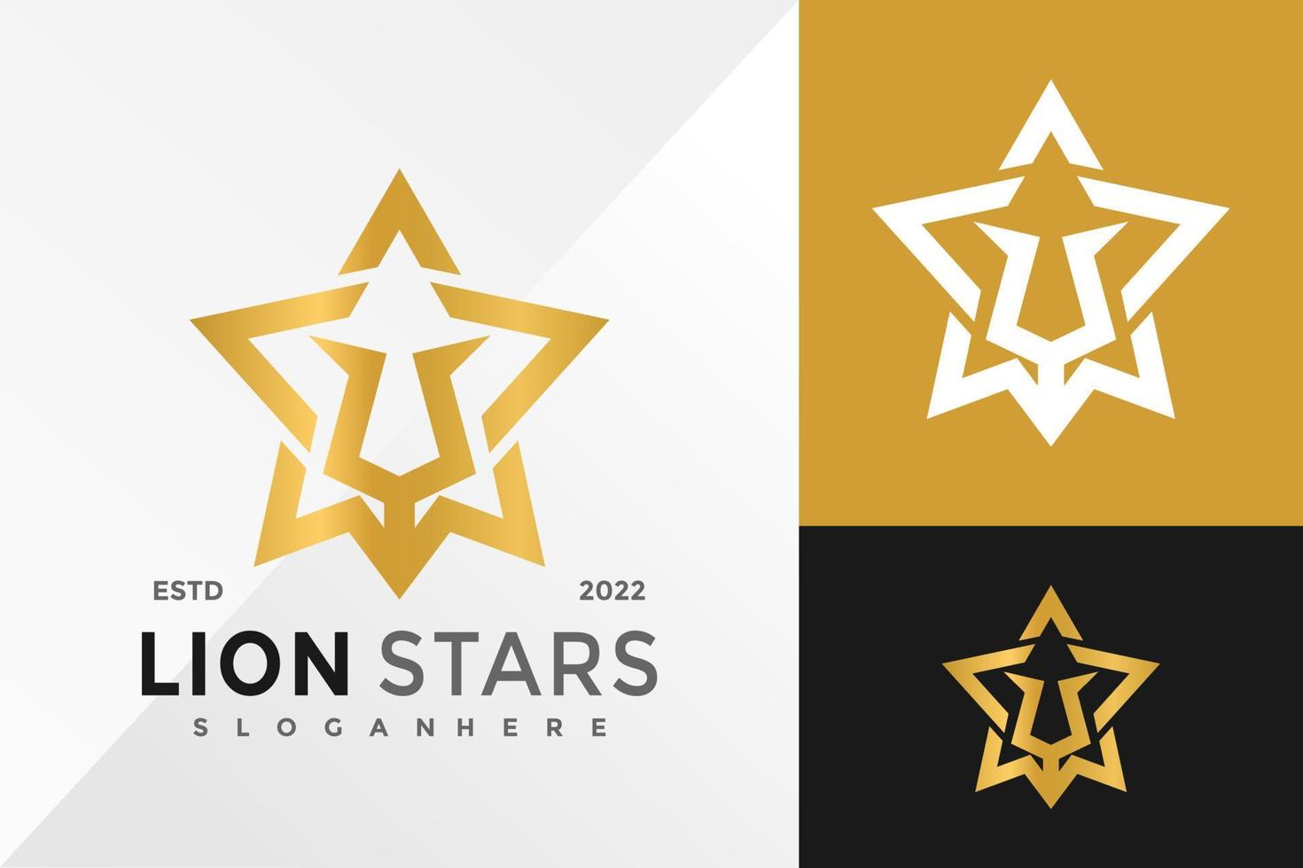 modello di illustrazione vettoriale di design del logo della stella del leone di lusso