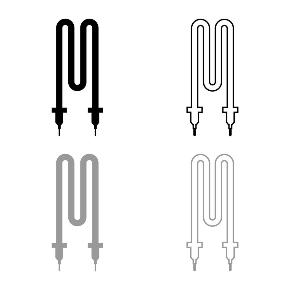 elemento di riscaldamento elettrico termico icona set di profili colore grigio nero illustrazione vettoriale immagine in stile piatto