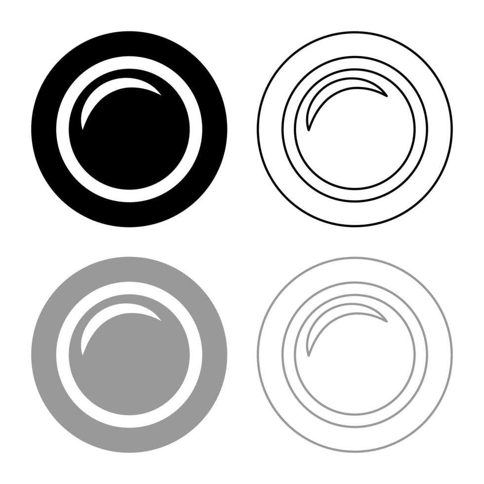 obiettivo della fotocamera attrezzatura fotografica icona contorno set nero colore grigio illustrazione vettoriale immagine in stile piatto
