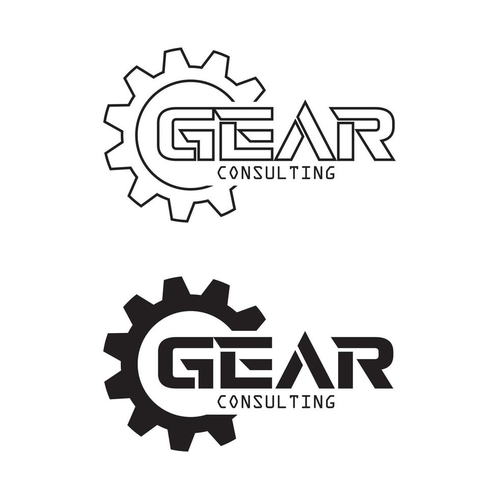 logo ingranaggio per una semplice azienda in bianco e nero. vettore