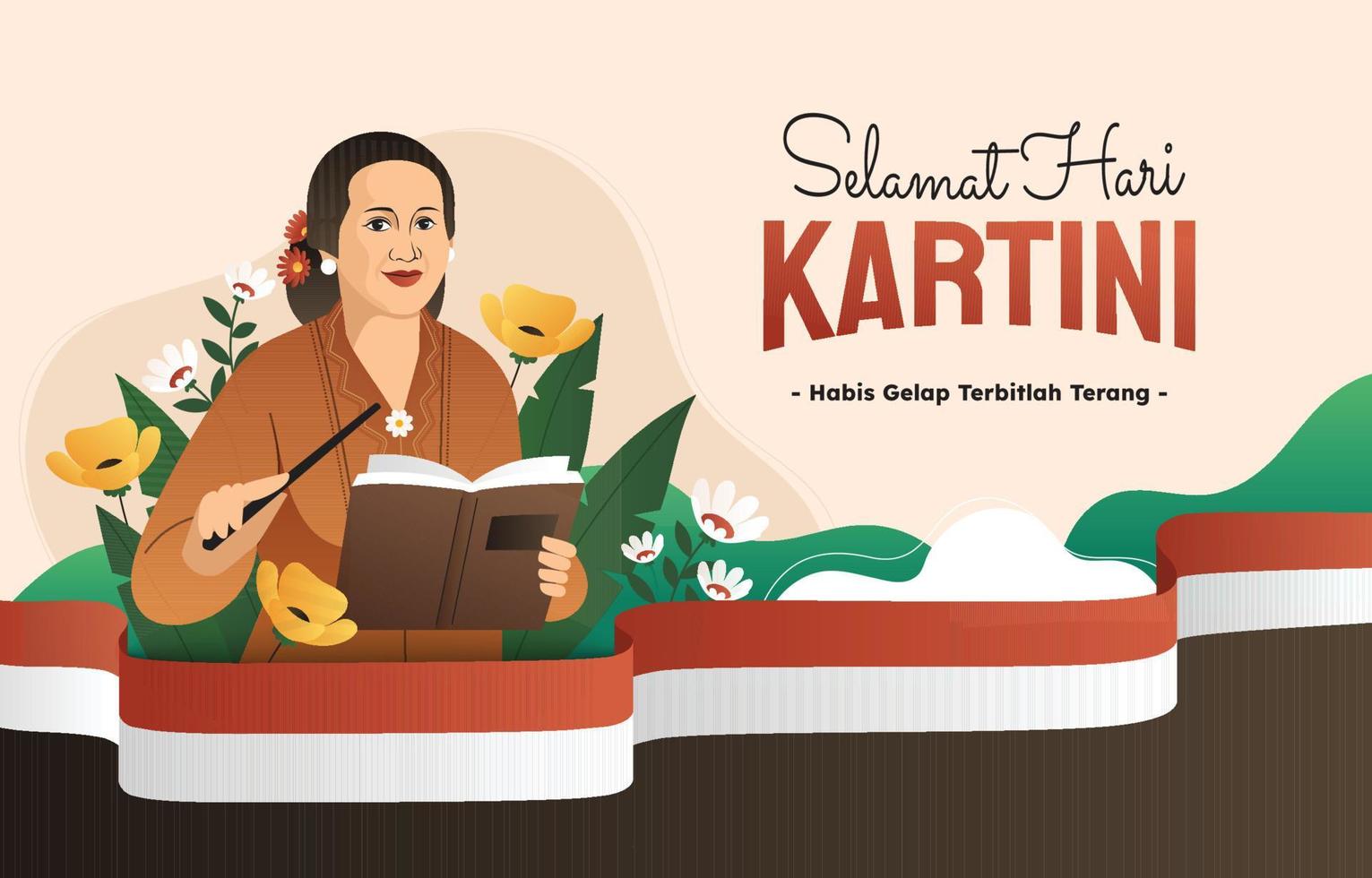 concetto di sfondo selamat hari kartini vettore