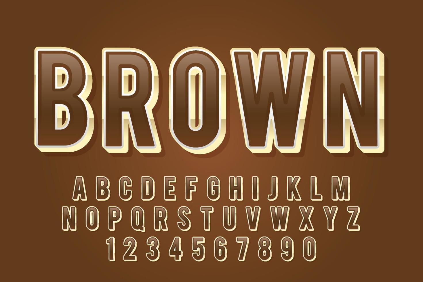 carattere marrone decorativo e vettore alfabeto
