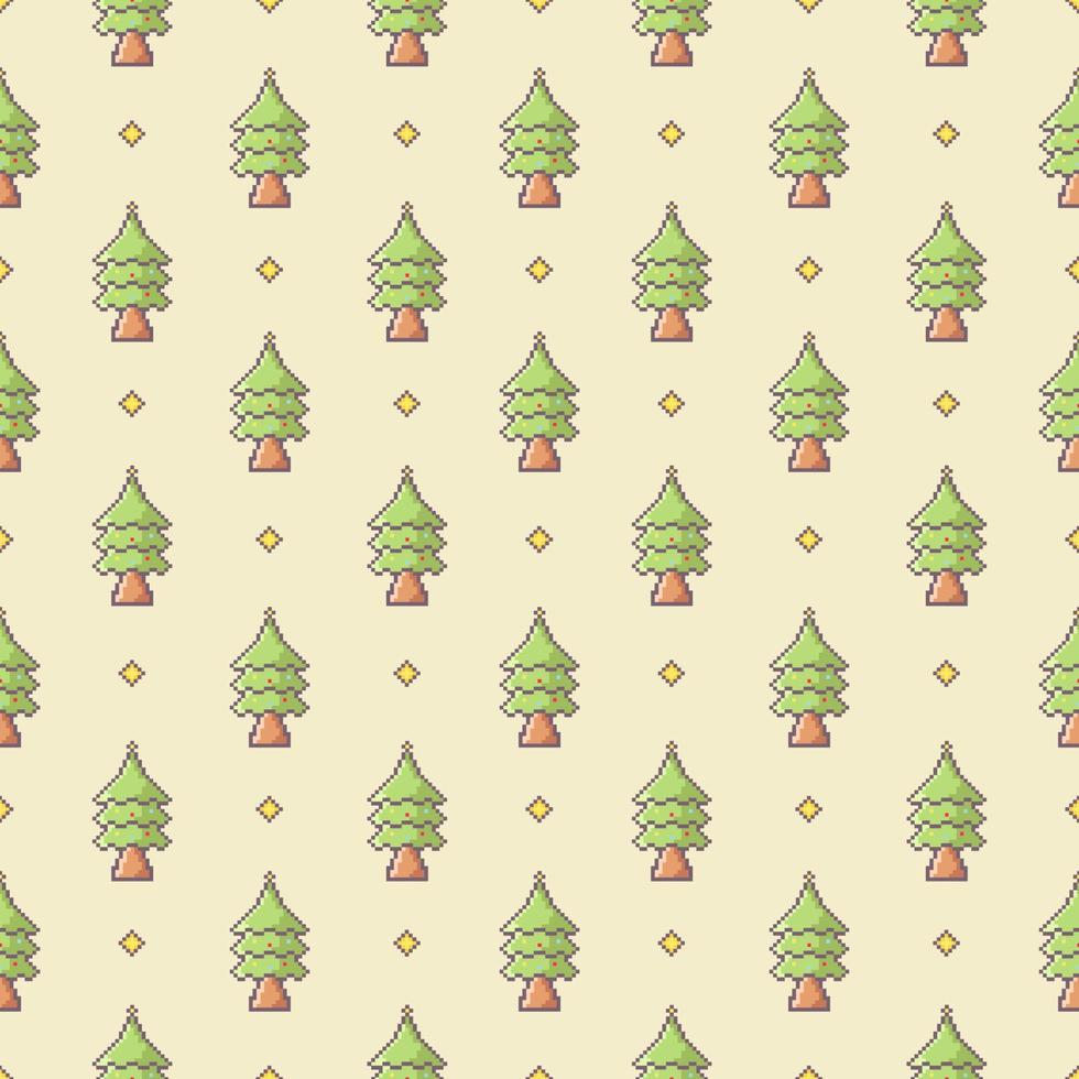 pixel albero di pino motivo senza cuciture sfondo disegno vettoriale