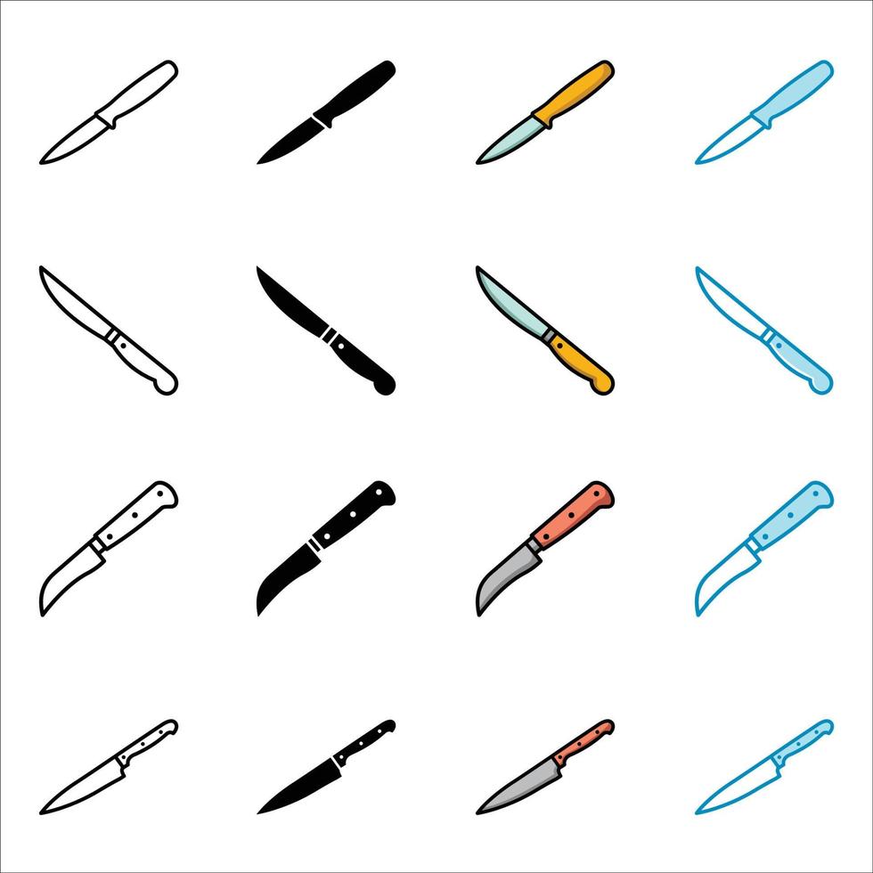 coltello di abbinamento set di icone modello di disegno vettoriale semplice e pulito