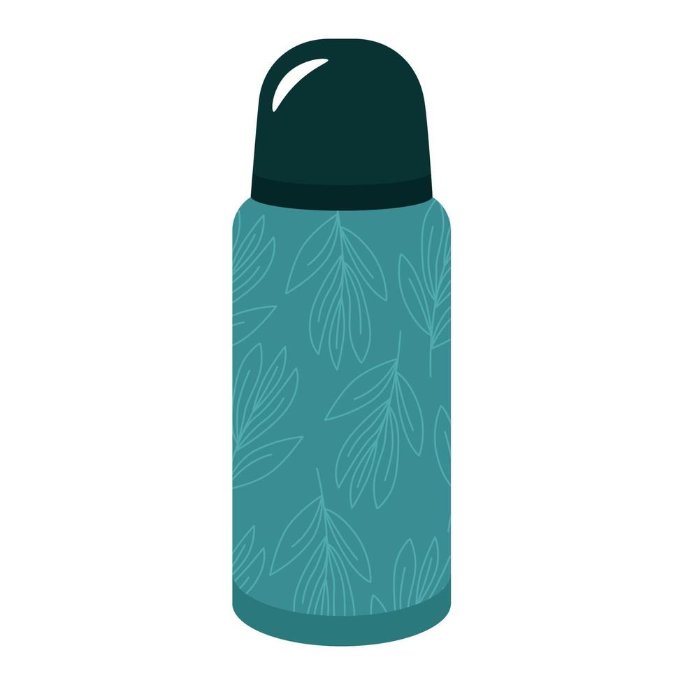 thermos per mantenere calde le bevande con una stampa floreale. illustrazione vettoriale per il design o la decorazione.