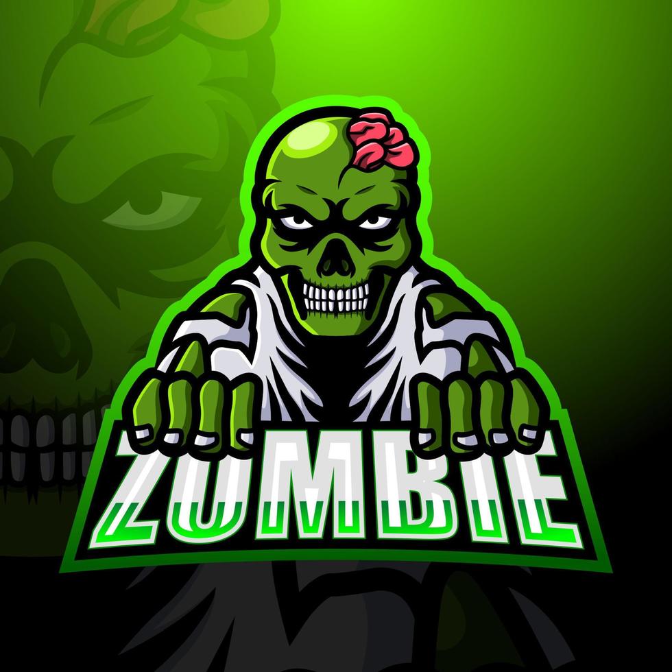 design del logo esport della mascotte zombie vettore