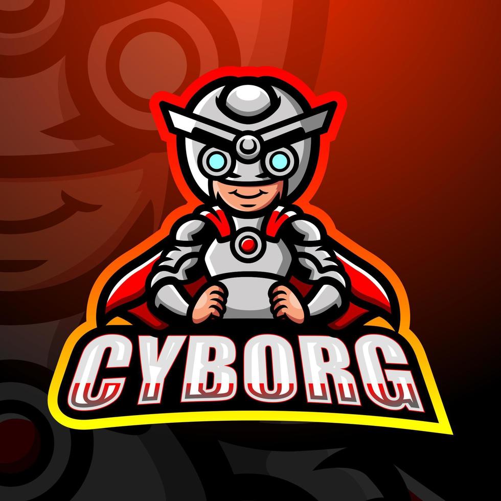 design del logo esport della mascotte cyborg vettore