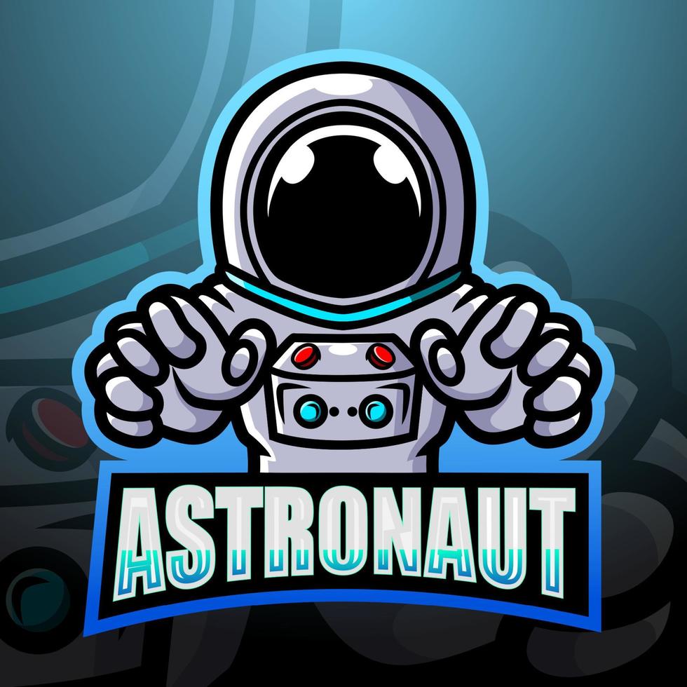 design del logo esport della mascotte dell'astronauta vettore