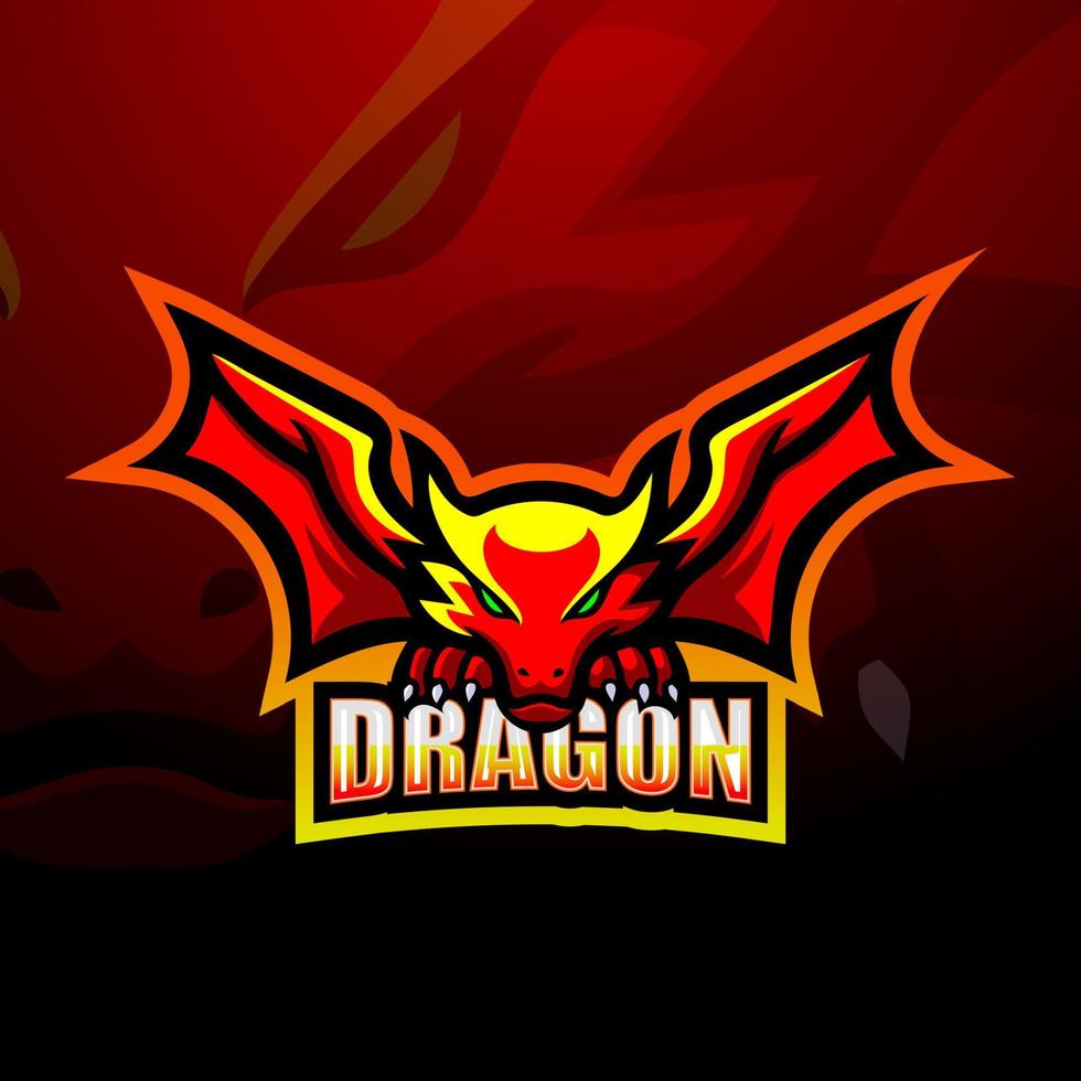 design del logo esport della mascotte del drago vettore