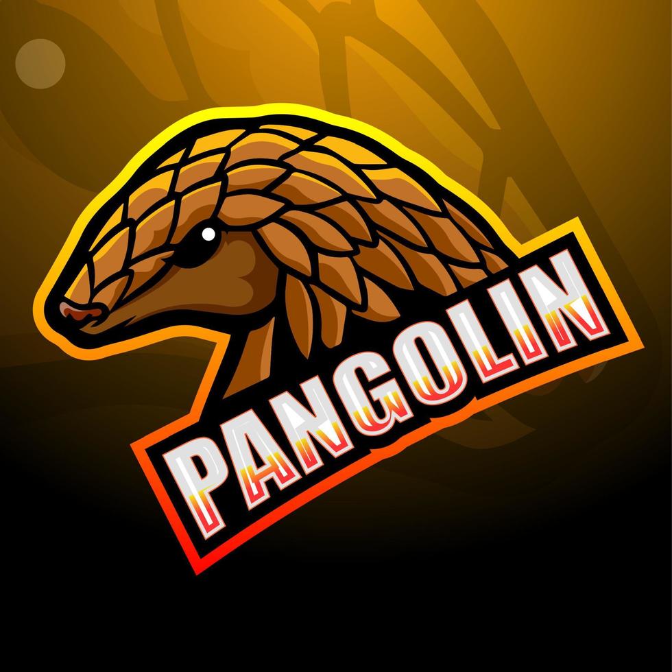 design del logo esport della mascotte del pangolino vettore