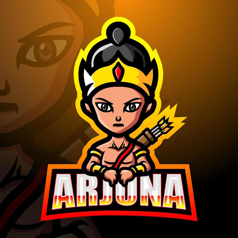 design del logo esport della mascotte di arjuna vettore