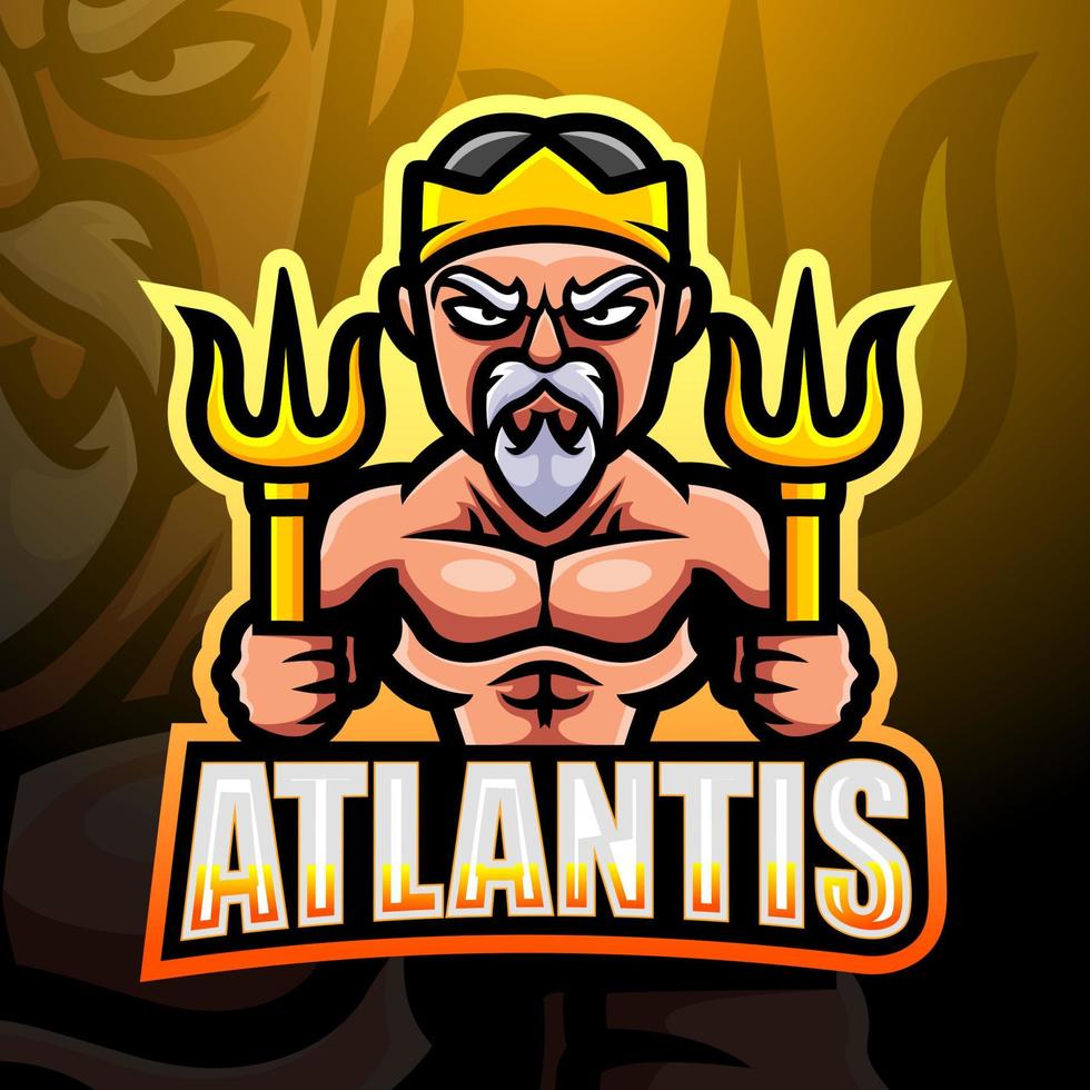 design del logo esport della mascotte atlantis vettore