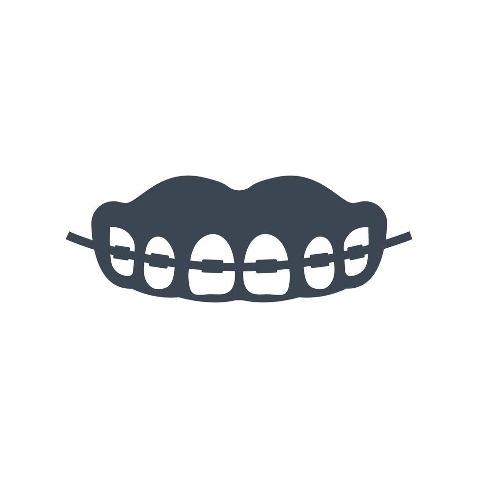 icona delle parentesi graffe dei denti, simbolo ortodontico vettore
