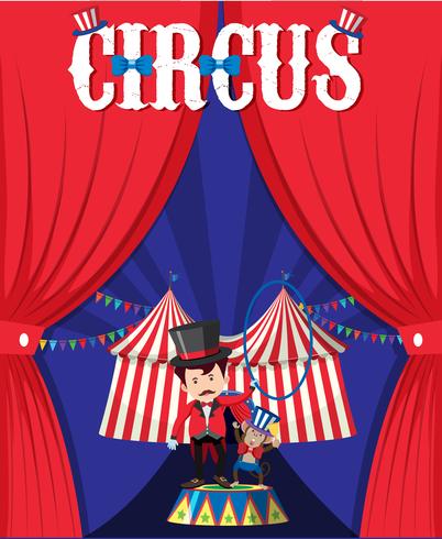 Circo con Magician Behind Curtain vettore