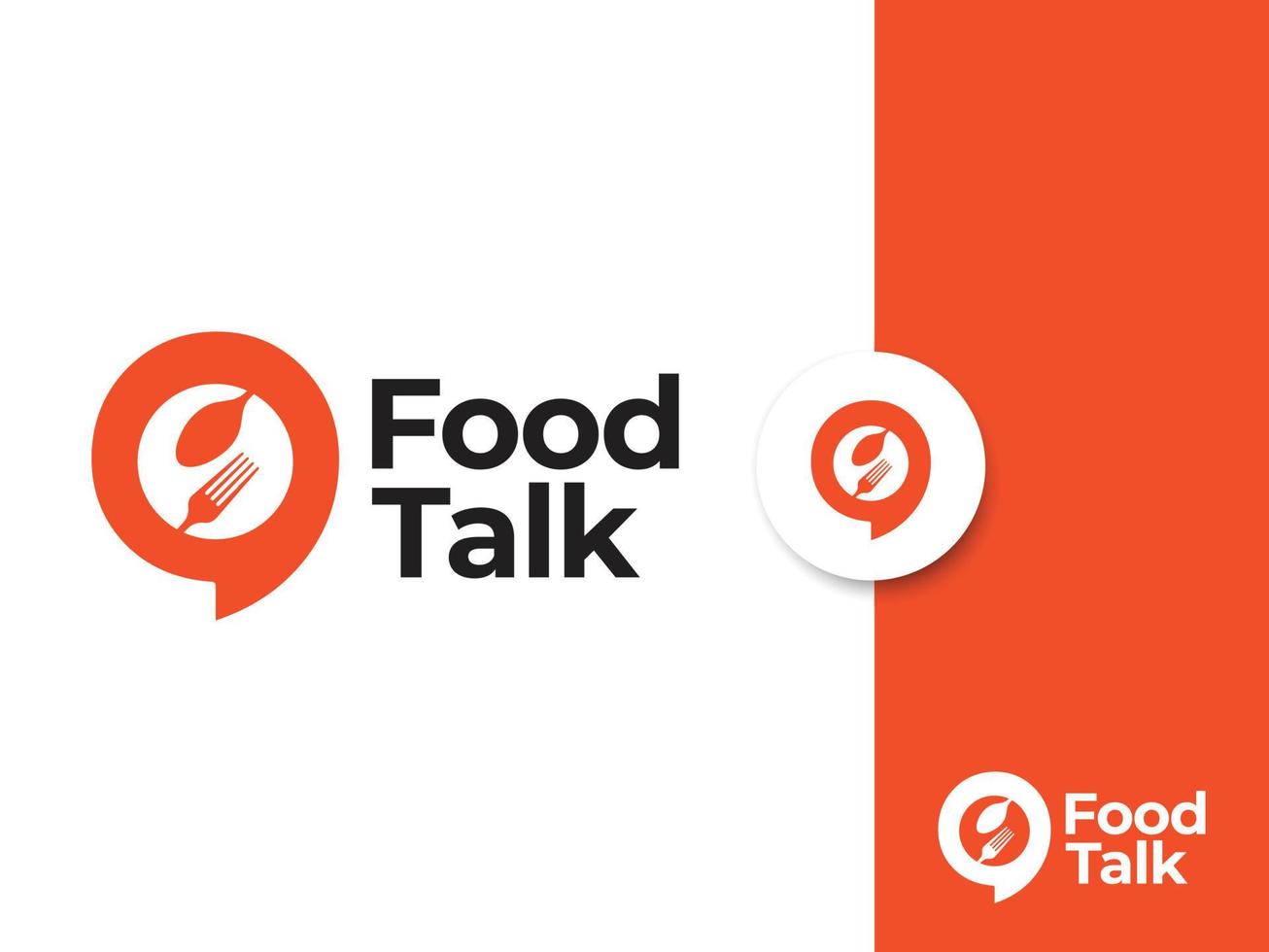 concetto di design del logo del discorso del cibo vettore