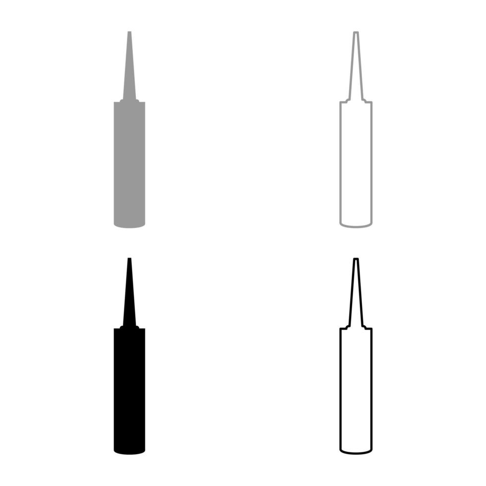 set di schiuma poliuretanica in silicone sigillante icona grigio nero colore illustrazione vettoriale immagine in stile piatto