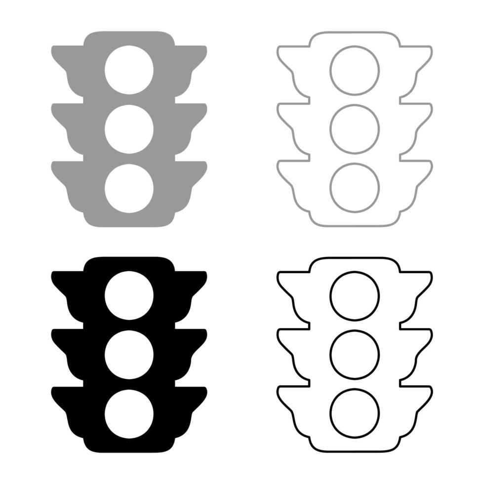 semaforo segnale semaforo regolazione semaforo trasporto e set pedonale icona grigio nero colore illustrazione vettoriale immagine stile piatto riempimento solido contorno linea di contorno sottile