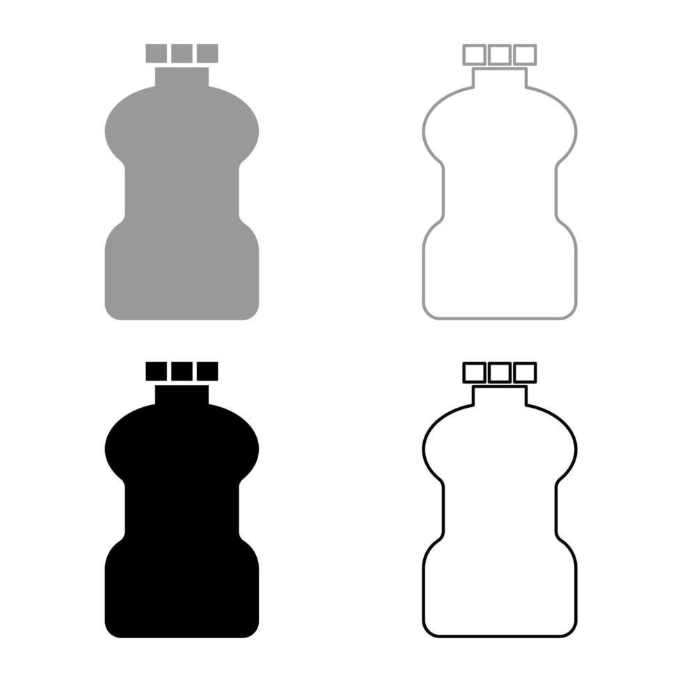 set di detergenti per bottiglie di plastica icona grigio nero colore illustrazione vettoriale immagine in stile piatto