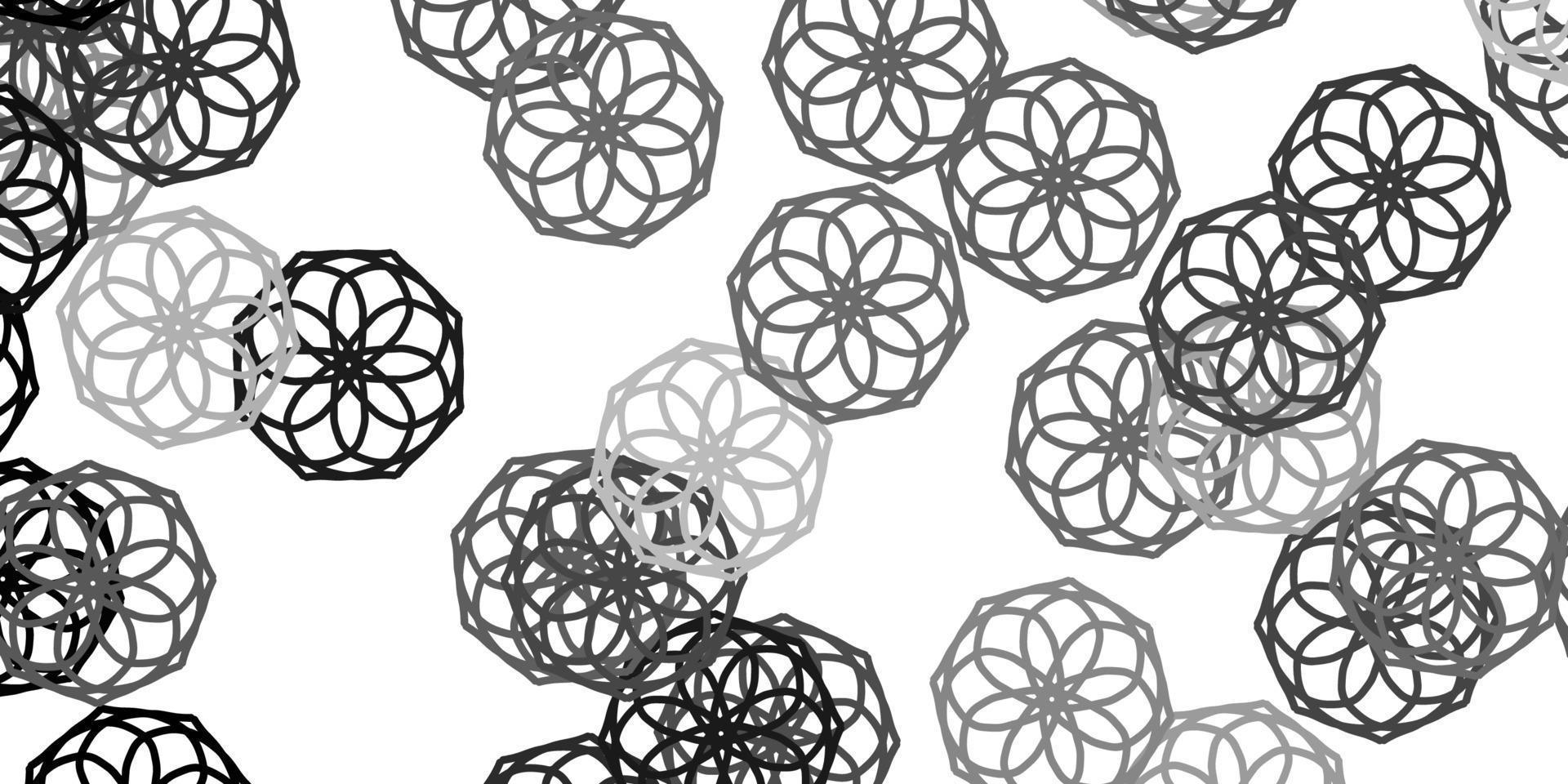 modello di doodle vettoriale grigio chiaro con fiori.