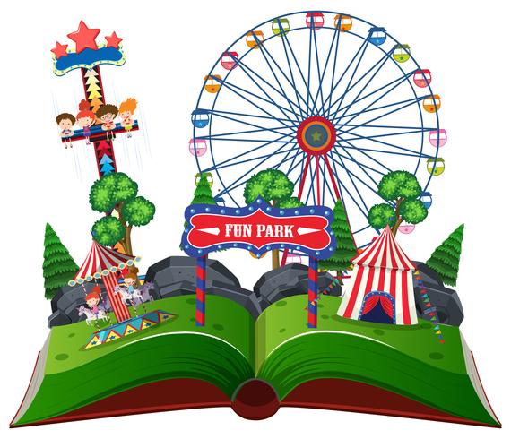 Libro pop-up del parco divertimenti vettore