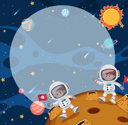 Giovani astronuisti sulla luna vettore