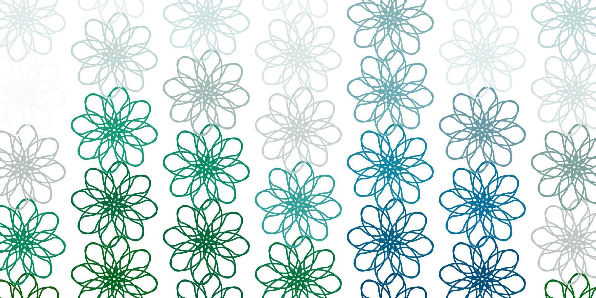 struttura di doodle di vettore verde chiaro con fiori.