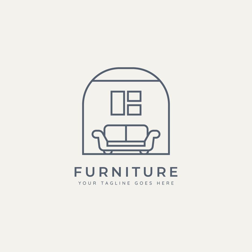 design minimalista dell'icona del logo di arte della linea di mobili vettore