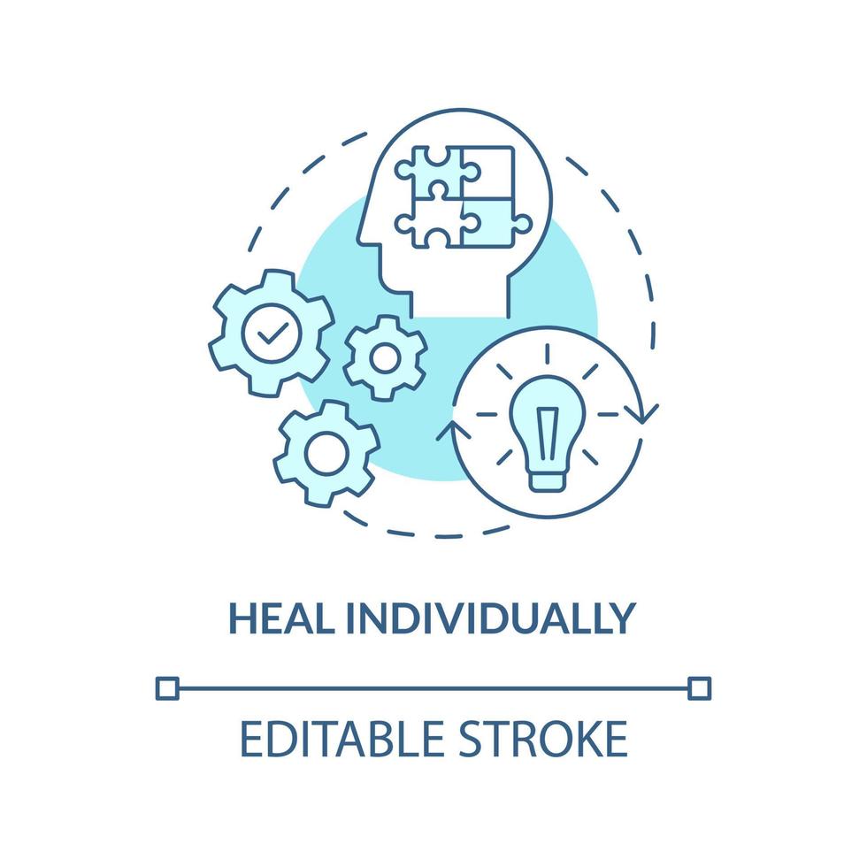 guarire personalmente concetto icona. affrontare i pensieri negativi. valutare le tue esigenze. illustrazione di linea sottile di idea astratta di autoanalisi. disegno a colori di contorno isolato vettoriale. tratto modificabile vettore