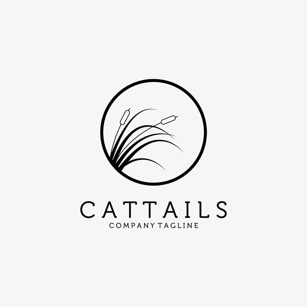 cattails logo disegno vettoriale illustrazione vintage, ispirazione floreale, logo reed intelligente