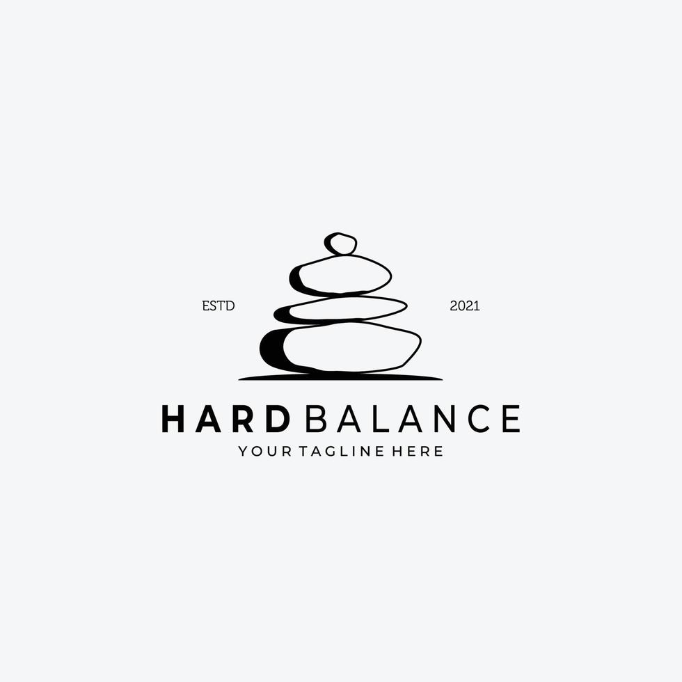 illustrazione del disegno vettoriale del logo della pietra dell'equilibrio duro vintage, pietra d'arte linea, spa con logo semplice, logo per la cura della salute