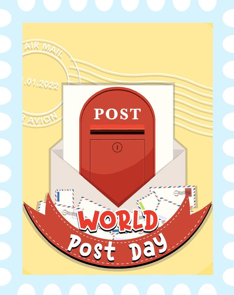 logo della giornata mondiale della posta con cassetta della posta e busta vettore