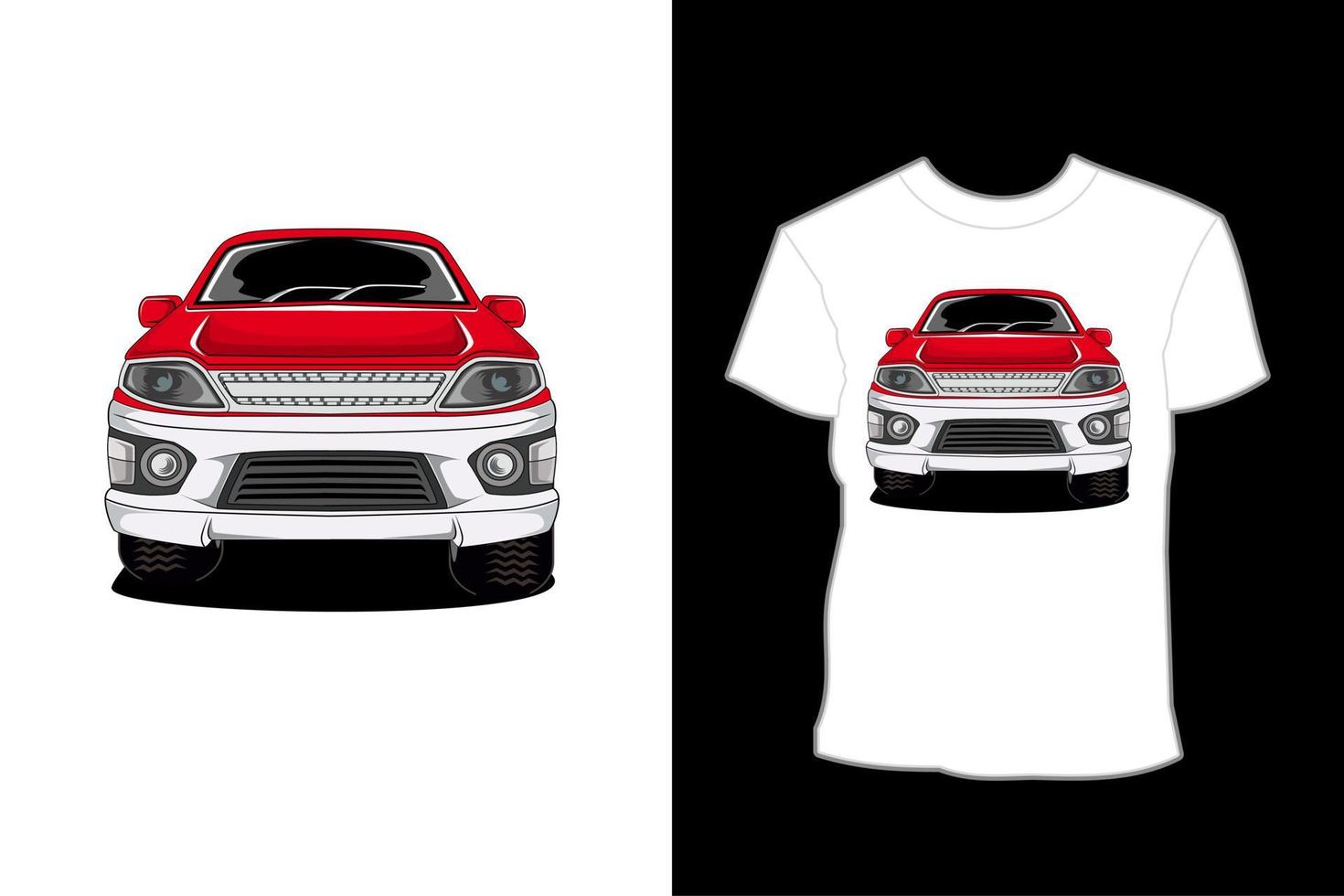design della camicia dell'illustrazione dell'aspetto anteriore dell'auto rossa vettore